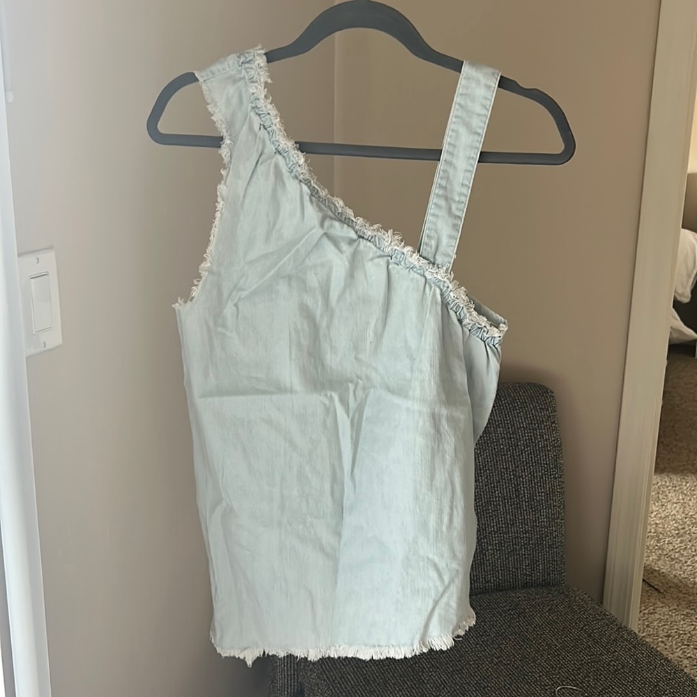 Asymmetrical jean tank top